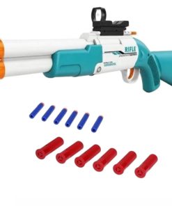 ست تفنگ بازی ناب سل مدل شاتگان دوربین دار پوکه پران تیر ابری کمرشکن کد SUPER GUN SOFT BULLET BT6022 مناسب برای نوجوانان سایز 65*22 سانتی متر