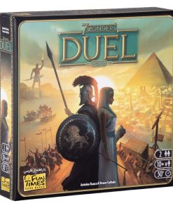 بازی فکری بردگیم استراتژی دونفره 7Wonders Duel با تاکتیک ساخت‌وساز، مزایده، سیستم سه شرط پیروزی، پیشرفت علمی و نظامی، شامل 66 کارت دوران، 12 کارت عجایب و دفترچه راهنما، مناسب بالای 10 سال